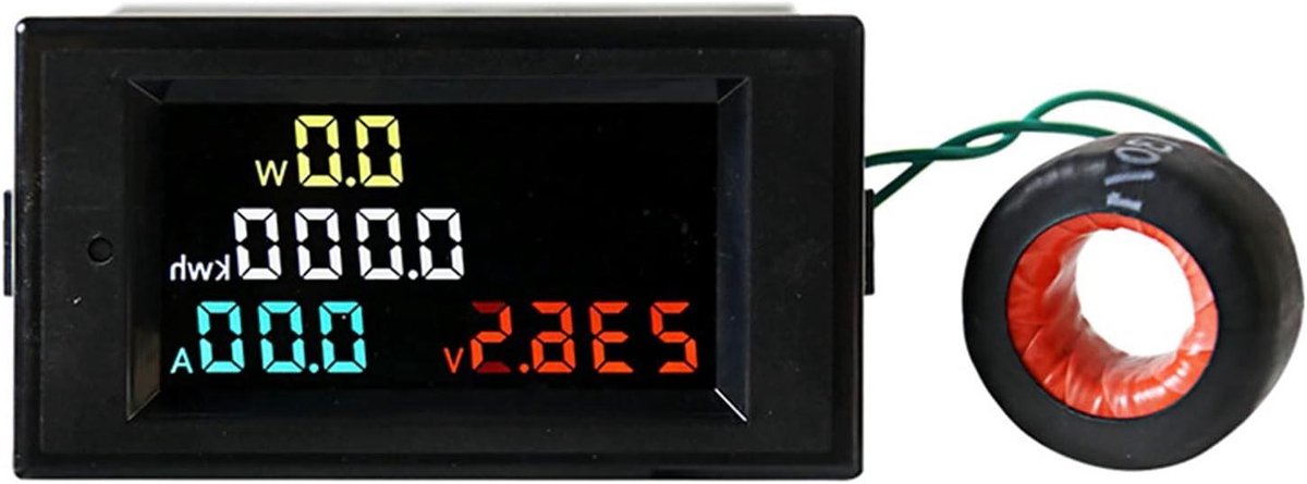 Mini Voltmeter Ammeter - Spanningsmeter Stroommeter - Energieverbruik Meten - Kleuren LCD Scherm - AC 80-300V 100A - Zwart