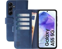 Rosso Element Geschikt voor Samsung Galaxy A55 | Portemonnee Hoesje | Wallet Book Case | 3 Pasjes | Magneetsluiting | Stand Functie | Blauw