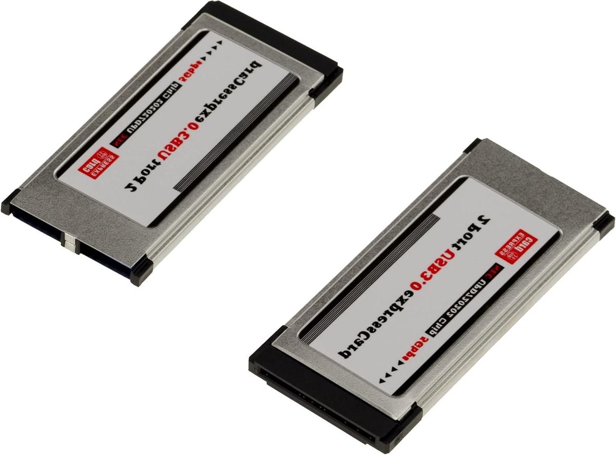 Expresscard USB 3.0 Kaart - Laptop Uitbreiding - Extra Poorten Toevoegen - Verzonken Montage - 34mm Poort - Zwart