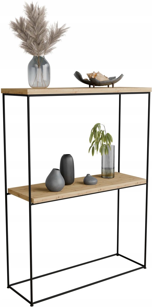 FutuStal Filo Serie - Dubbele Console - Zwart Draad - Dikte 8mm - Dąb Artisan Blad