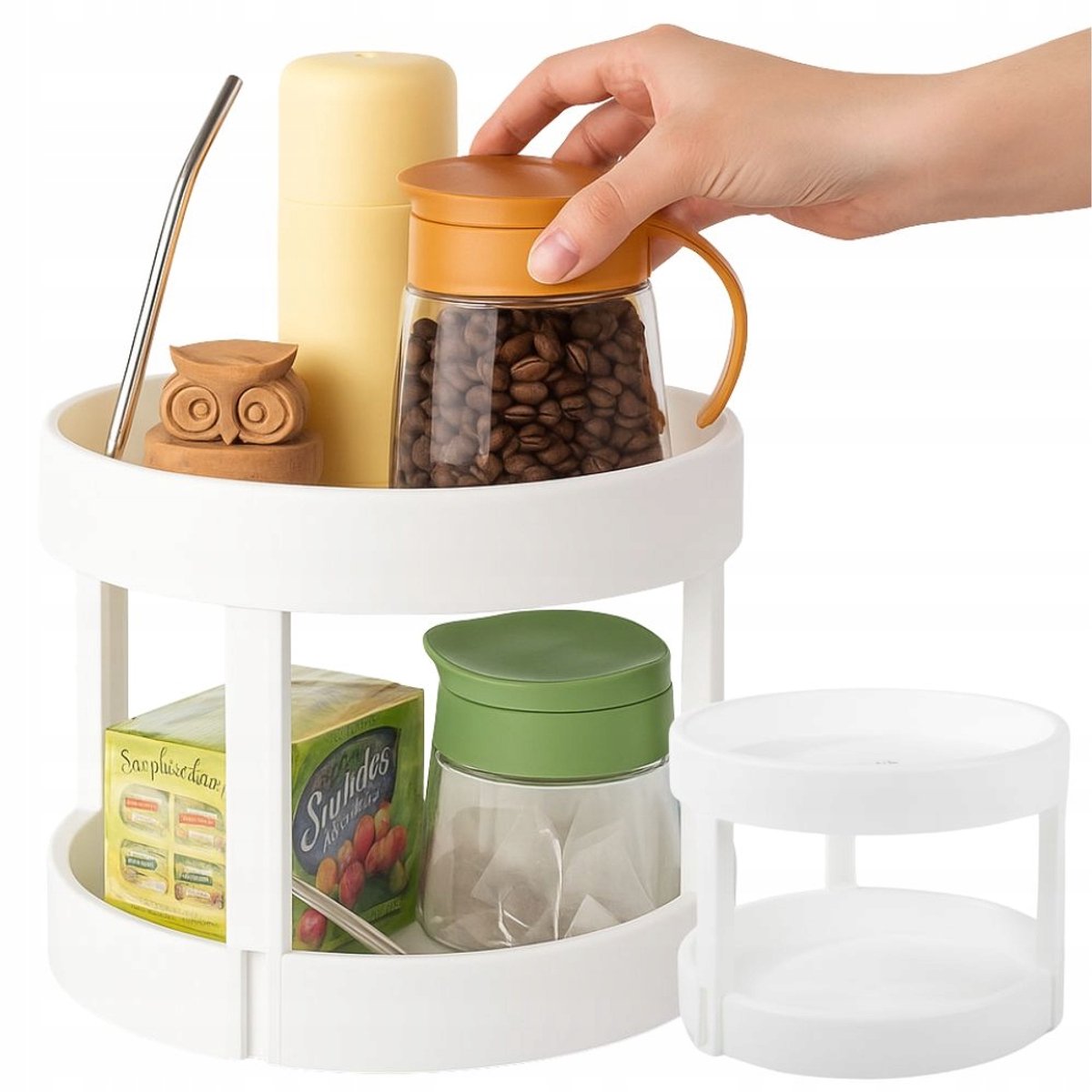 Merkloos - Keuken Organizer - Draaiend - Tweelaags - Wit