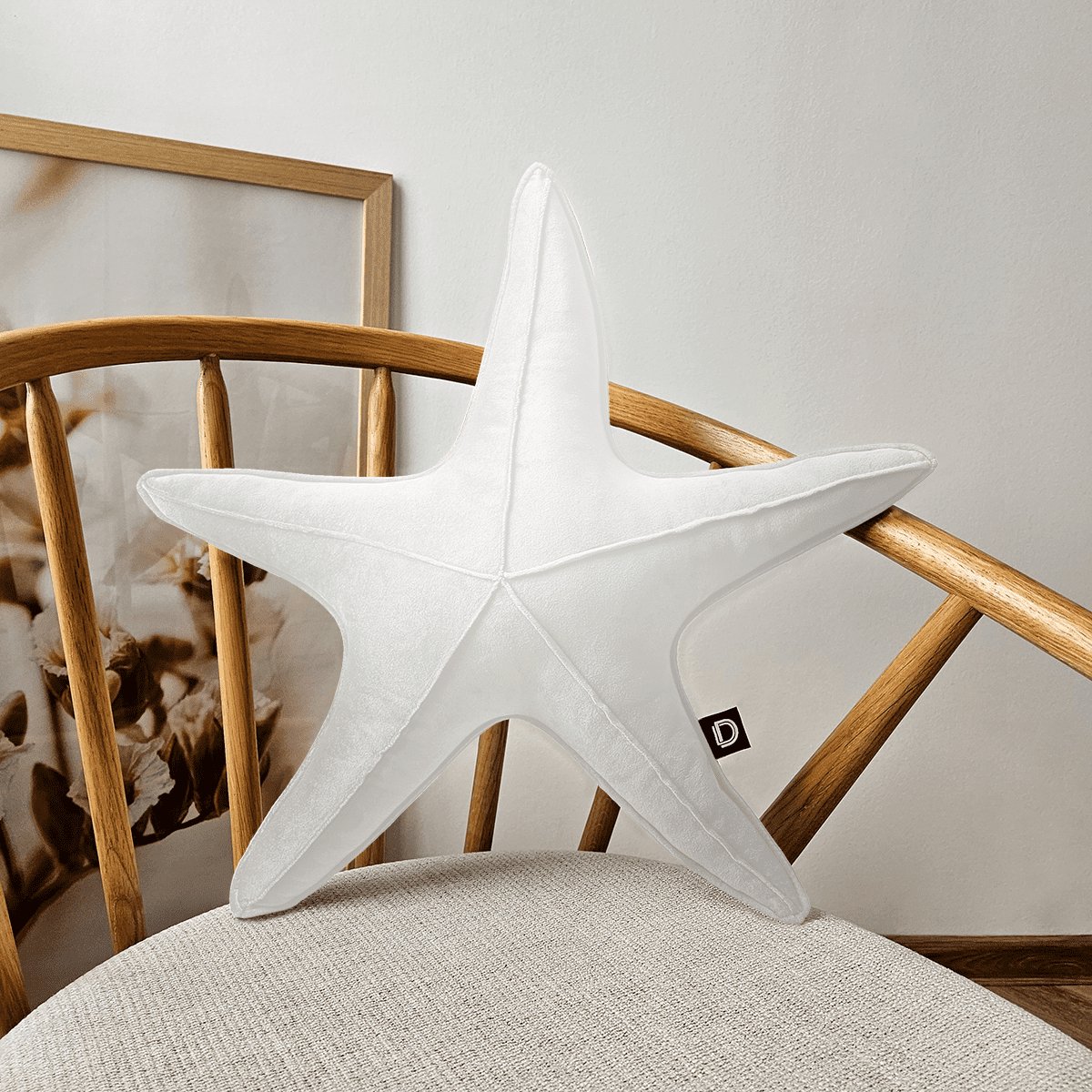 Decordruk VELVET - Sierkussen - Stervorm - Wit - 53 cm