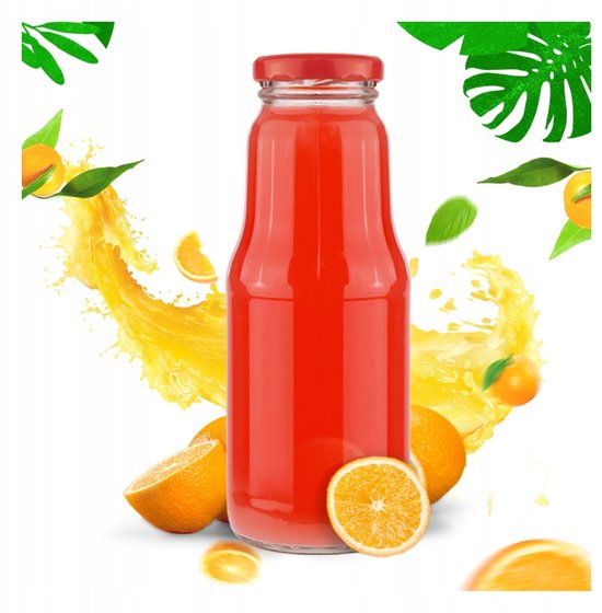 Bimberek Série FRUIT - Bouteille en verre - 300ml - Avec couvercle - Pour jus et sirops