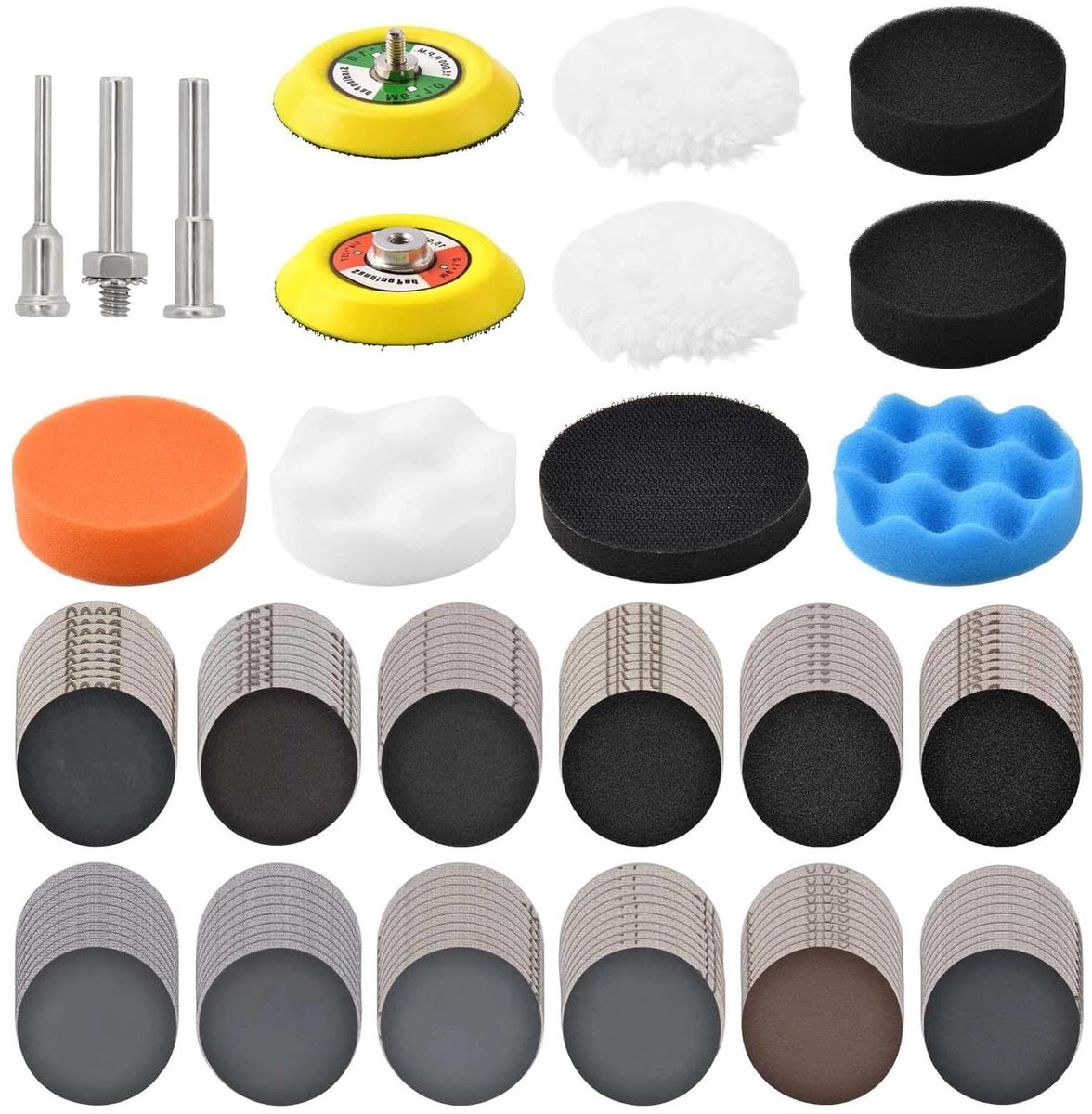 Schuurschijven Polijstset - Schuurpapier Set - Auto Herstel - Nat en Droog Gebruik - 133 Stuks - Multicolor
