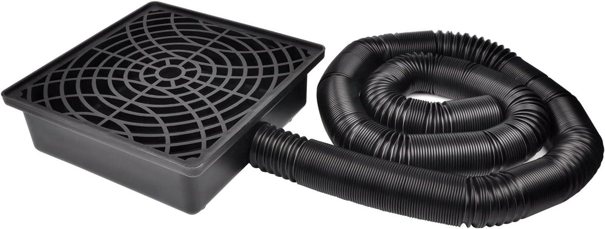 Afvoergoot Set - Regenwater Afvoer - Voorkom Wateroverlast - Laag Profiel Ontwerp - 30.5x30.5cm - Zwart