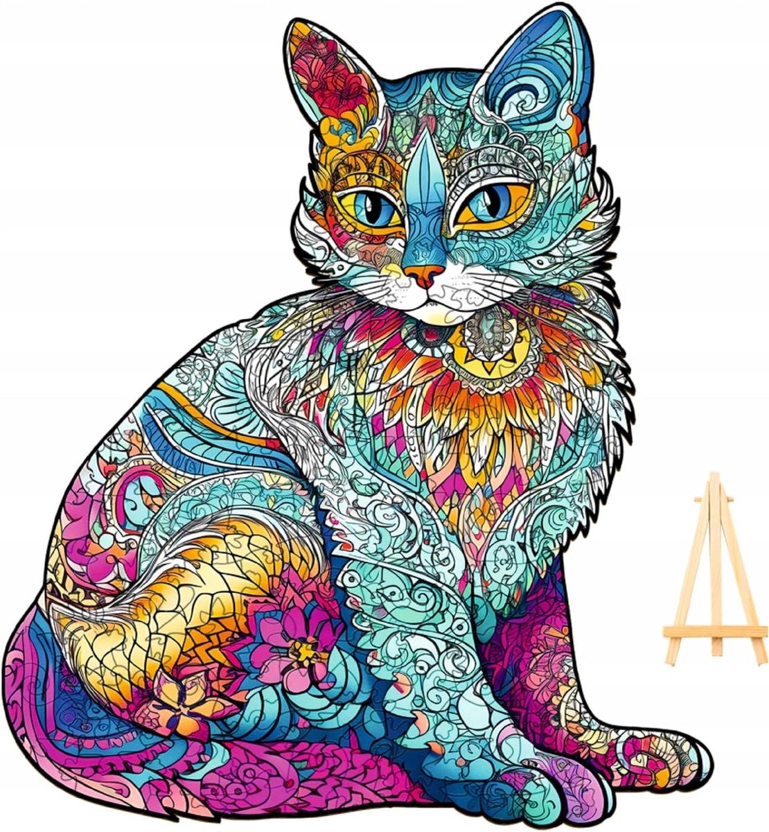 Houten Puzzel Katten - Dierenpuzzel Hout - Ontspannende Geest - Unieke Dierenvorm - 279 Delen - Mandala