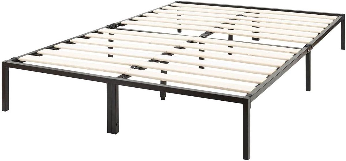 Bedframe - Platform bed - Slaapkamer inrichten - Stevig metaal design - 120x190 cm - Zwart
