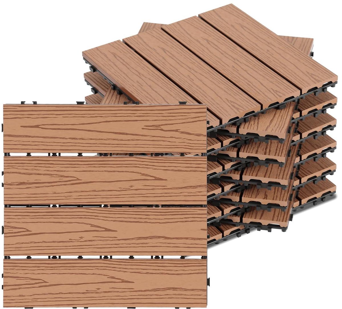 WPC Terrastegels - Kliktegels Balkon - Buitenruimte Vernieuwen - Drainage Systeem - 55 Stuks 5m2 - Bruin