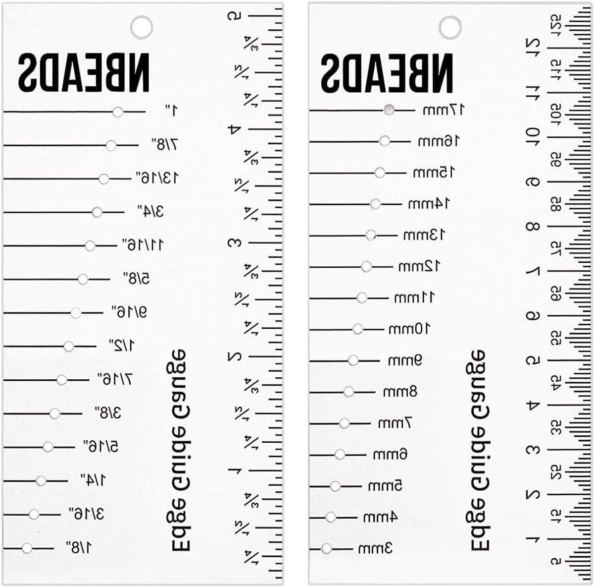 4 Stuks Naadgeleider Liniaal, Perforatie Naadmeter van Acryl voor Handgemaakt Naaien, Transparant Meetgereedschap voor Naaiprojecten en Precisie Naadinstelling