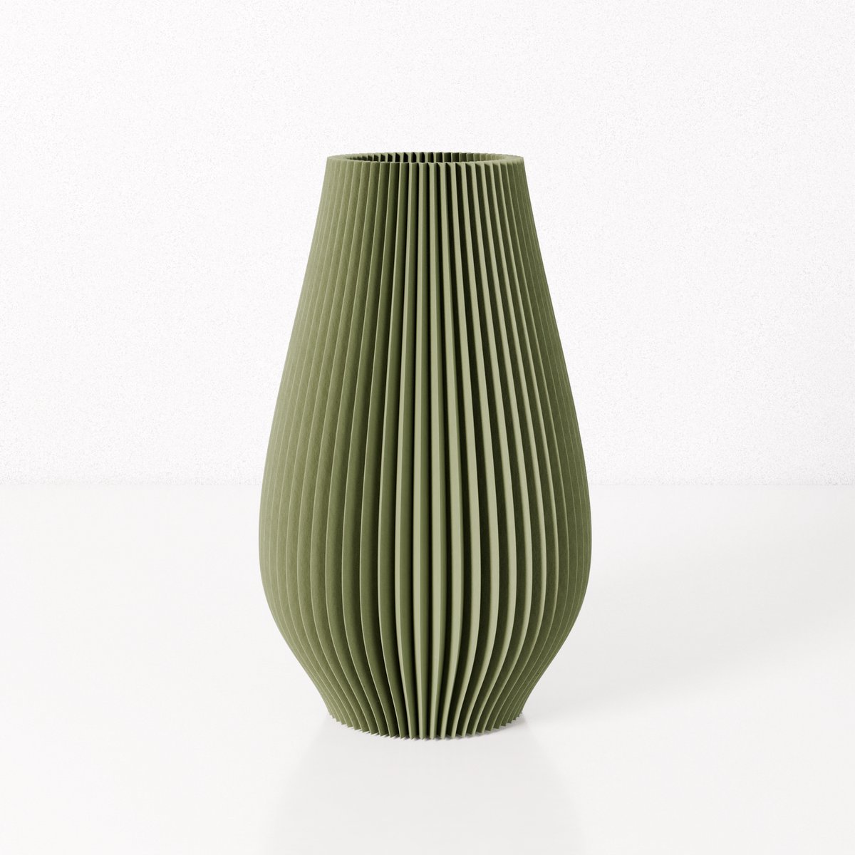 Fleuriek vaas EMMA - Groen H40 cm - Hoge vaas met geribbeld design - Stijlvolle decoratie voor kast of dressoir - Gemaakt van bio-kunststof