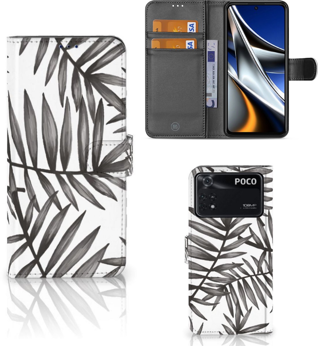 Xiaomi Poco X4 Pro 5G Hoesje Leaves Grey