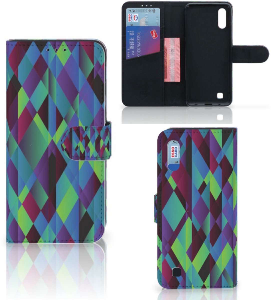 Samsung Galaxy M10 Book Case Abstract Green Blue