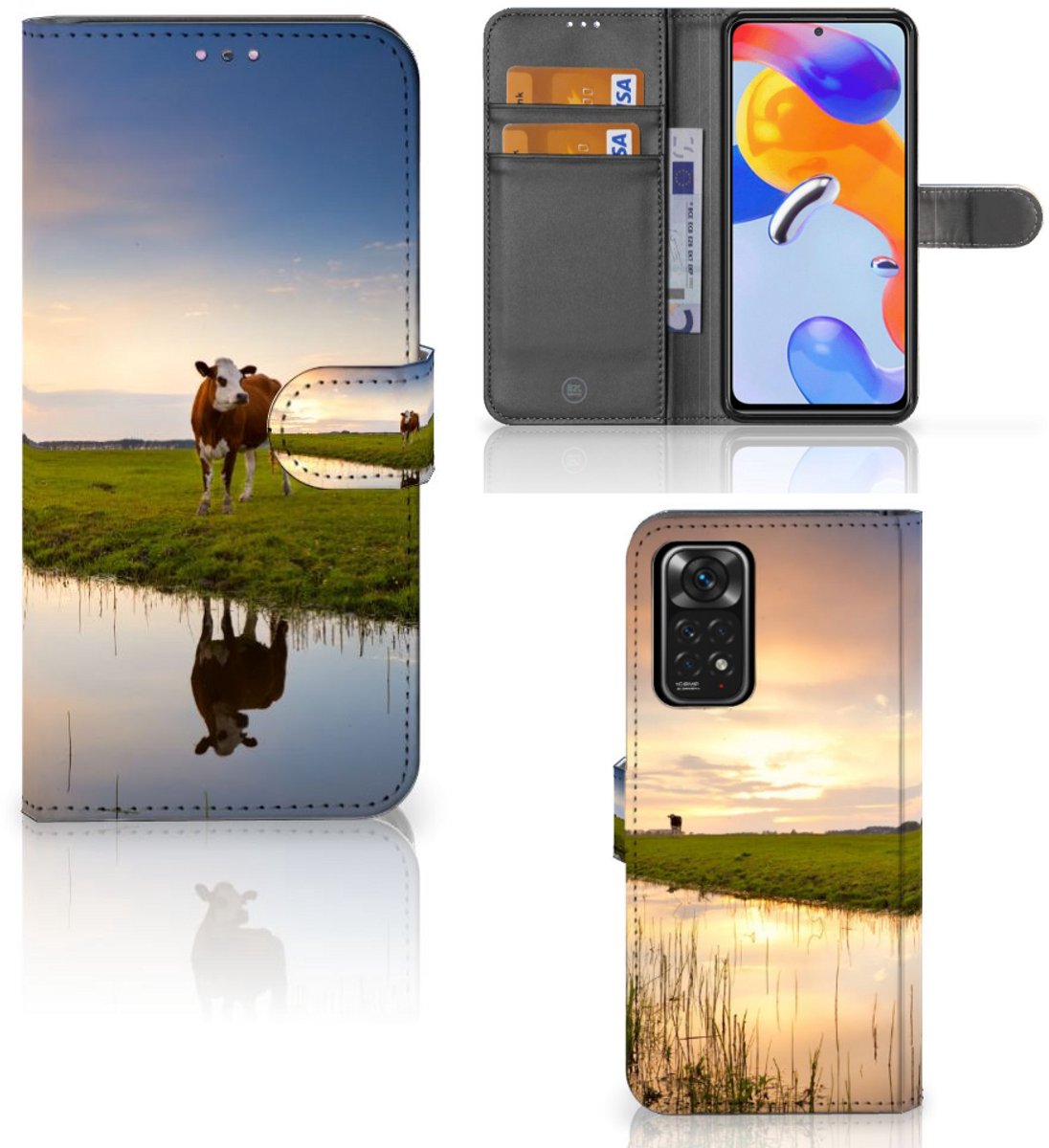 Xiaomi Redmi Note 11 Pro 5G/4G Telefoonhoesje met Pasjes Koe