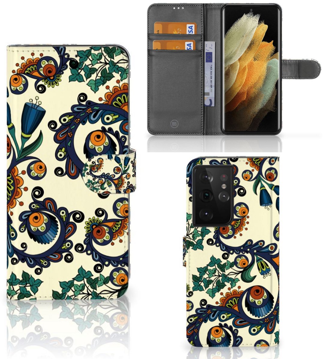 Wallet Case Samsung Galaxy S21 Ultra Barok Flower