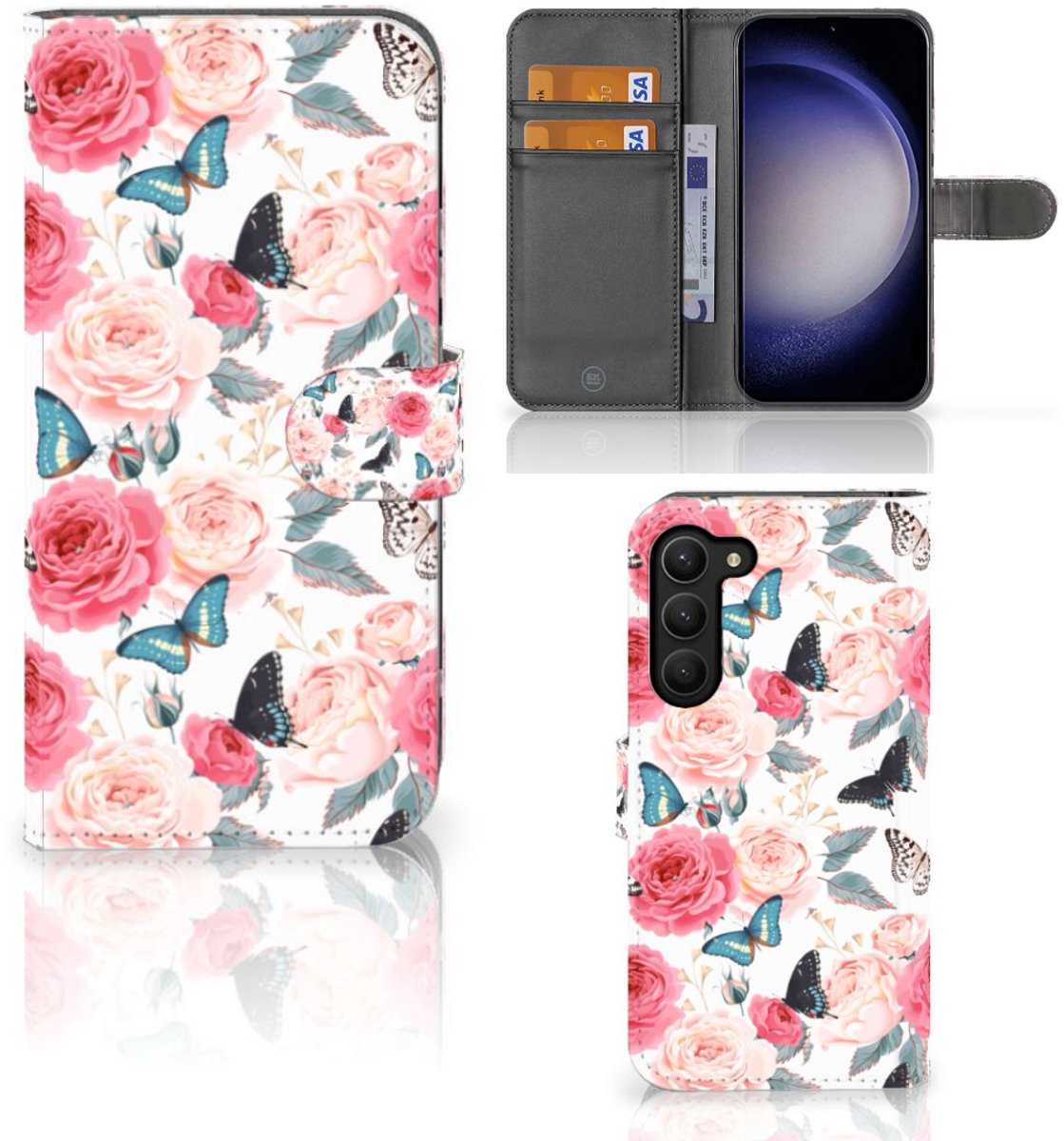 Samsung Galaxy S23 Plus Hoesje Butterfly Roses