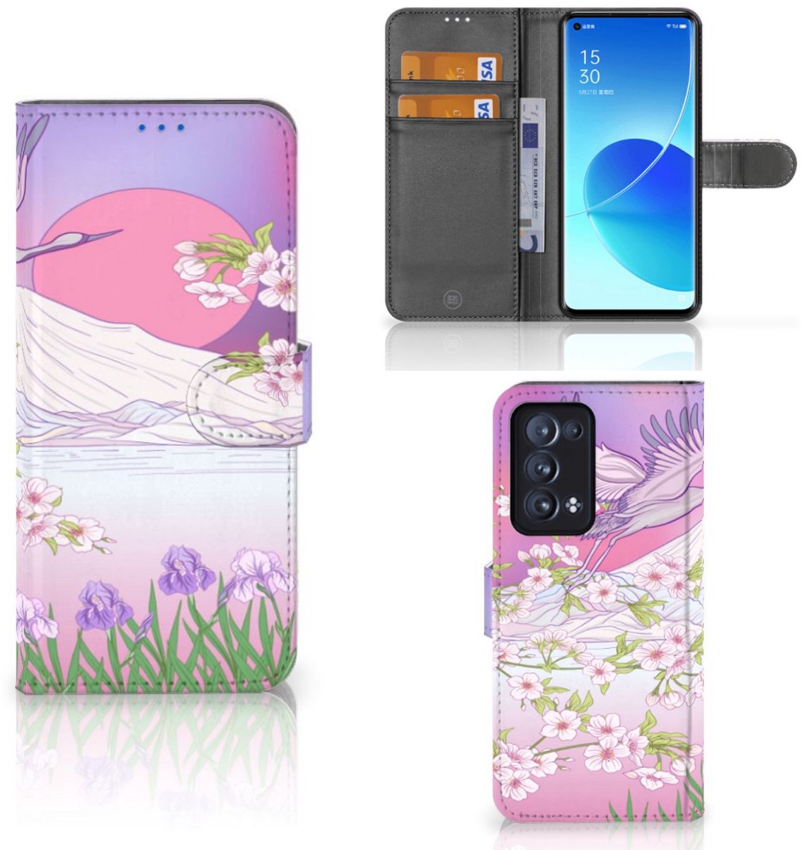 OPPO Reno 6 Pro Plus 5G Telefoonhoesje met Pasjes Bird Flying