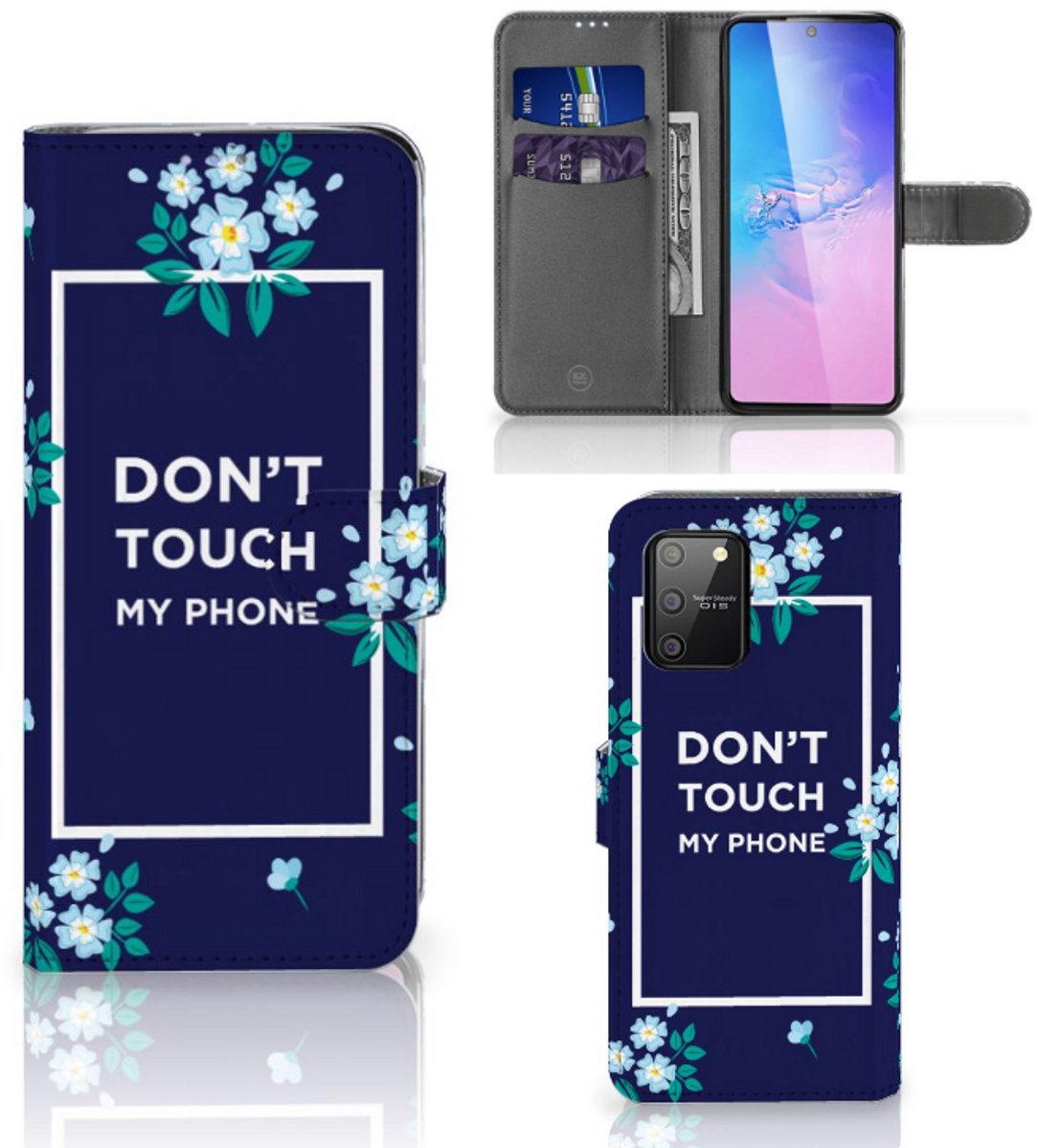 Samsung S10 Lite Portemonnee Hoesje Flowers Blue DTMP