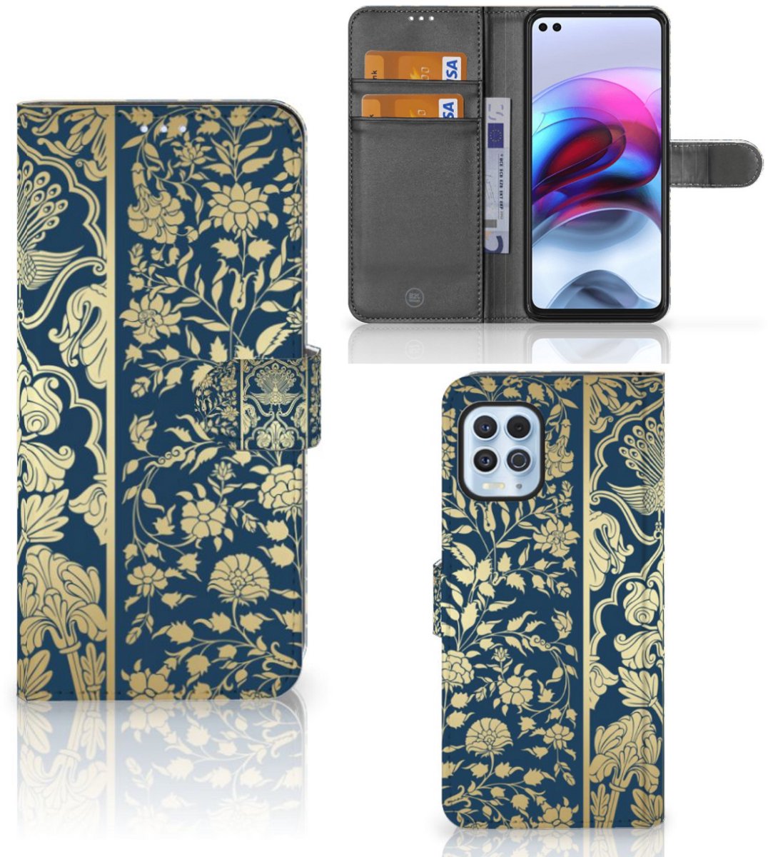 Motorola Moto G100 Hoesje Beige Flowers
