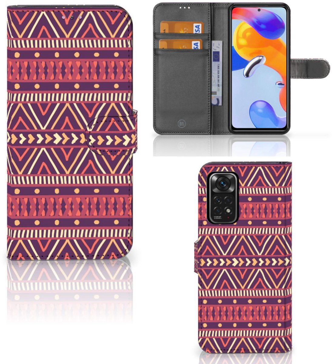 Xiaomi Redmi Note 11 Pro 5G/4G Telefoon Hoesje Aztec Paars