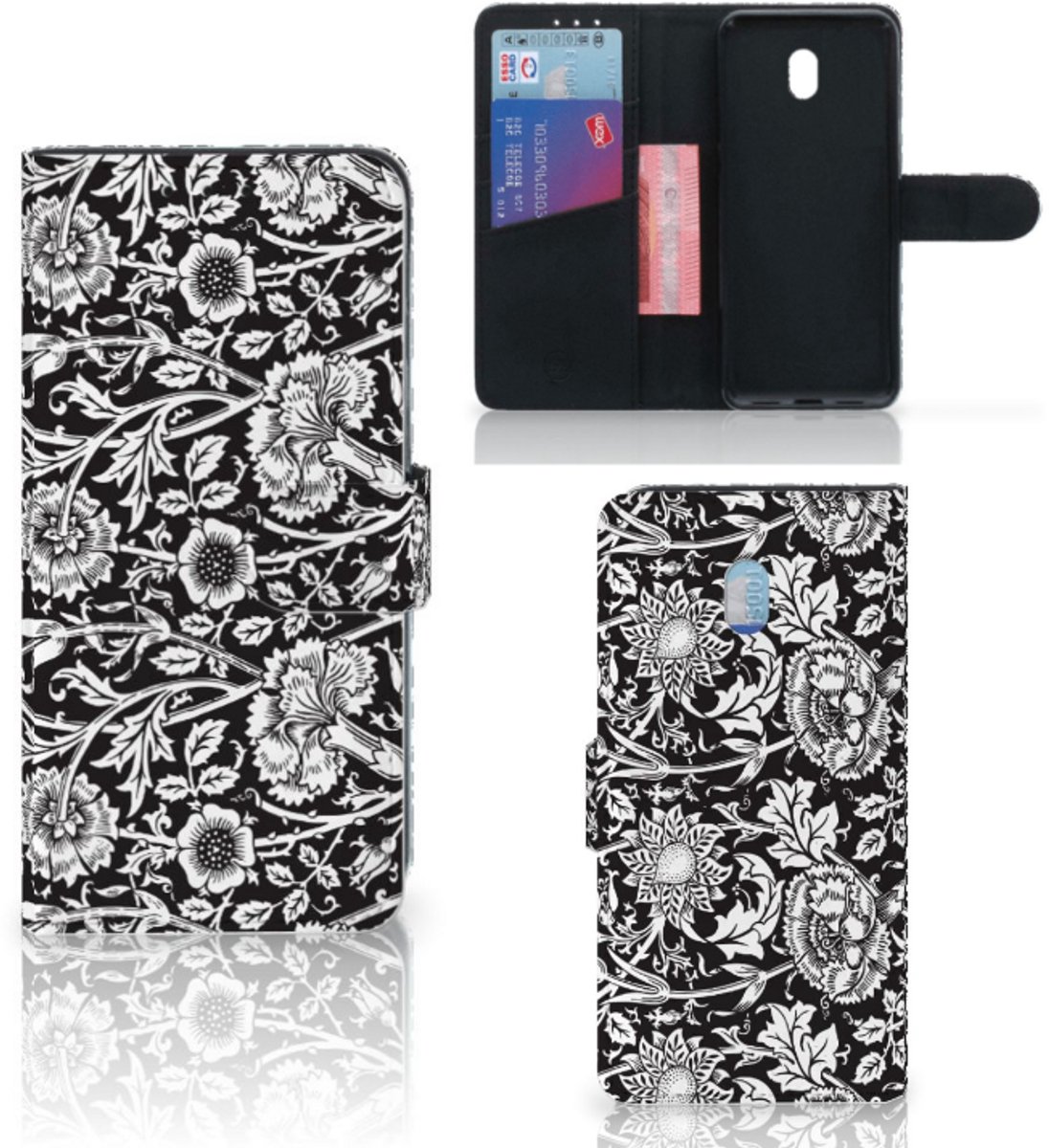 Xiaomi Redmi 8A Hoesje Black Flowers