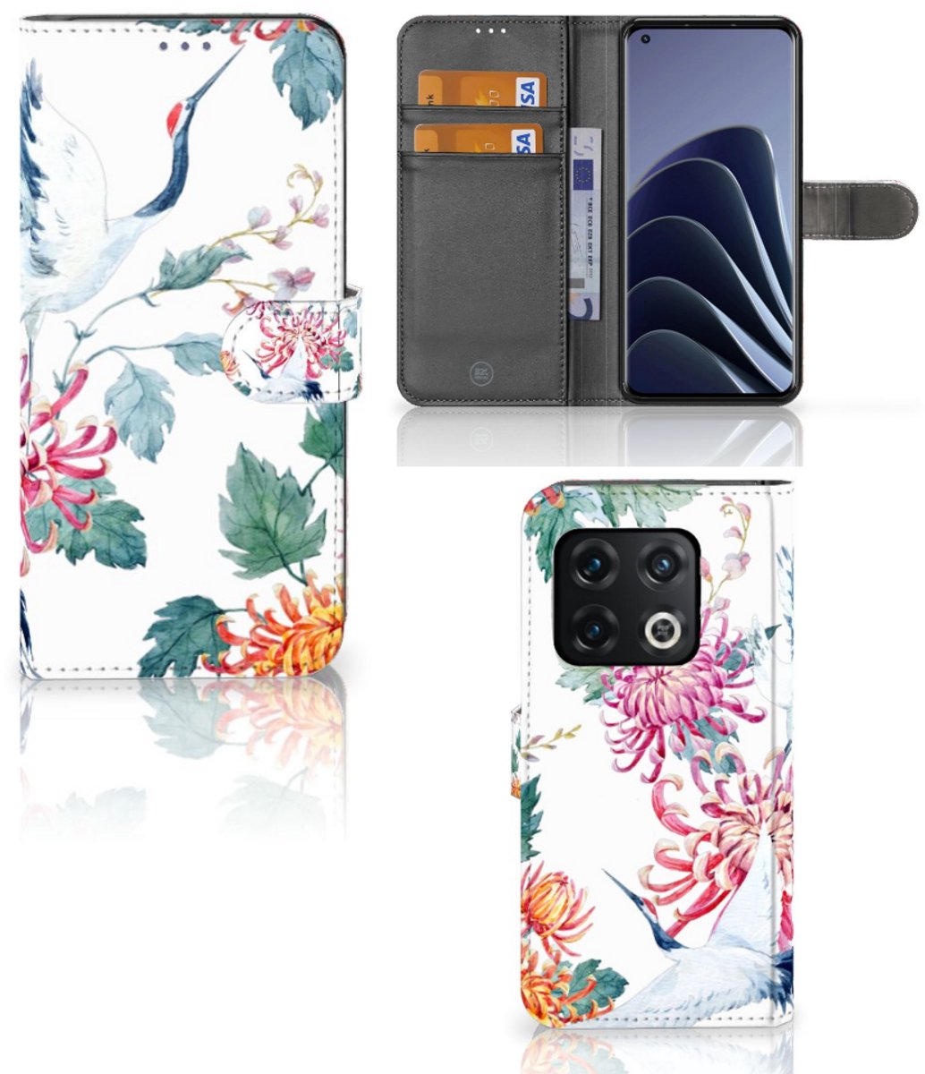 OnePlus 10 Pro Telefoonhoesje met Pasjes Bird Flowers