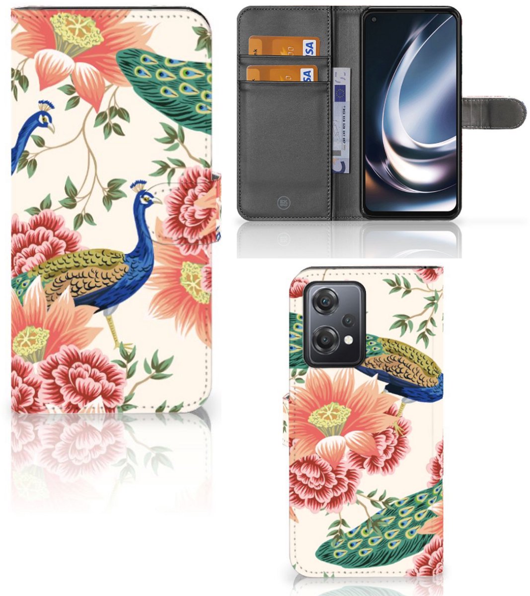 Book Case voor Telefoonhoesje met Pasjes voor OnePlus Nord CE 2 Lite Pink Peacock