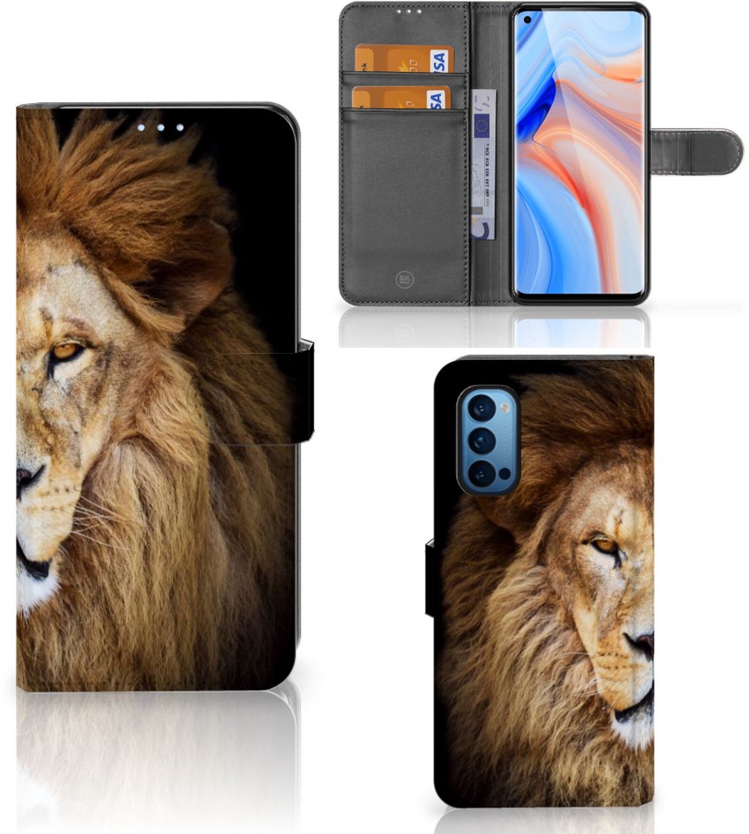 OPPO Reno 4 Pro 5G Telefoonhoesje met Pasjes Leeuw