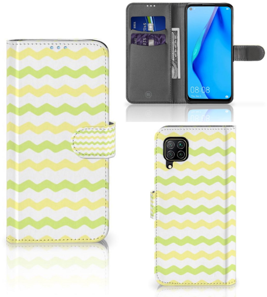 Huawei P40 Lite Telefoon Hoesje Waves Yellow