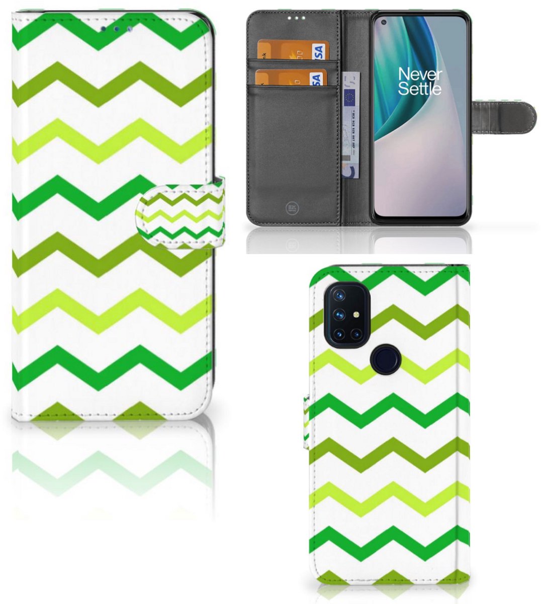 OnePlus Nord N10 Telefoon Hoesje Zigzag Groen