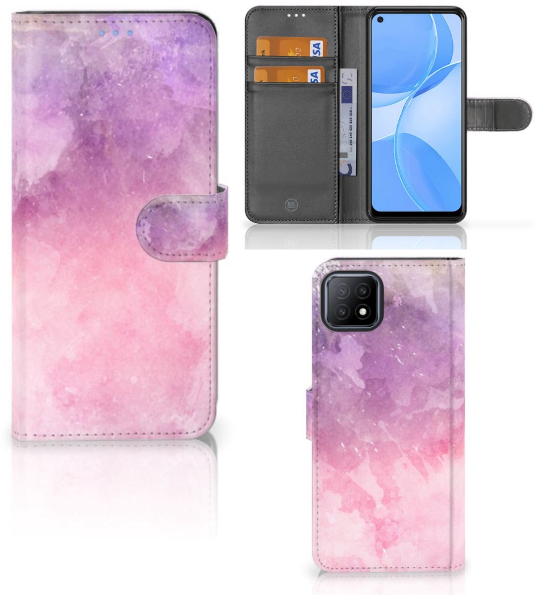 Book Case voor Hoesje OPPO A73 5G Pink Purple Paint