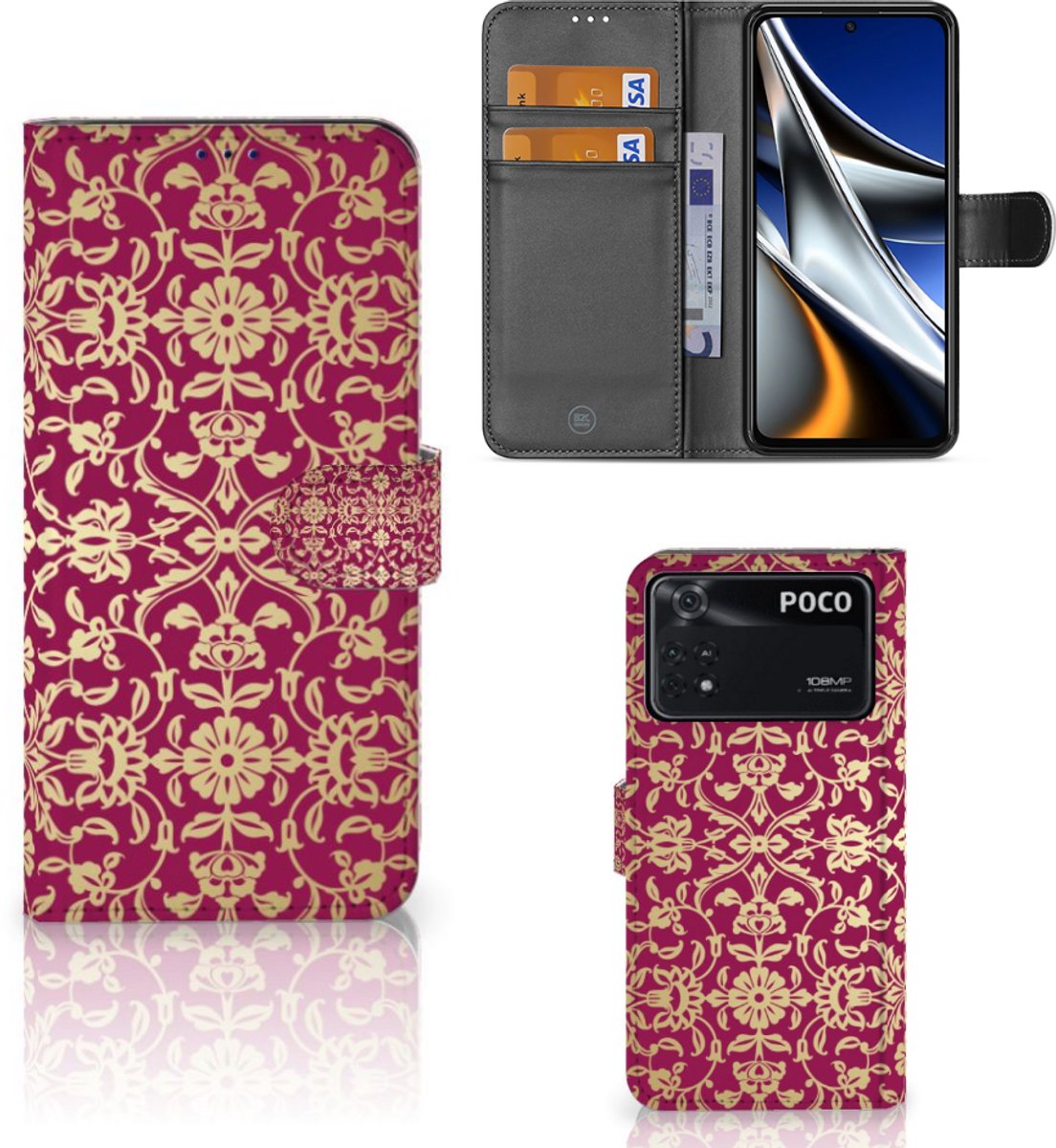 Book Case voor Wallet Case Xiaomi Poco X4 Pro 5G Barok Pink