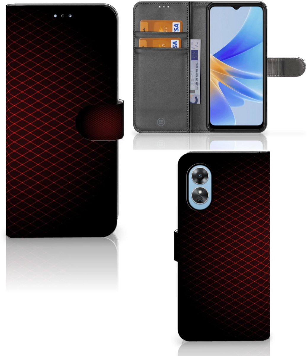 OPPO A17 Telefoon Hoesje Geruit Rood