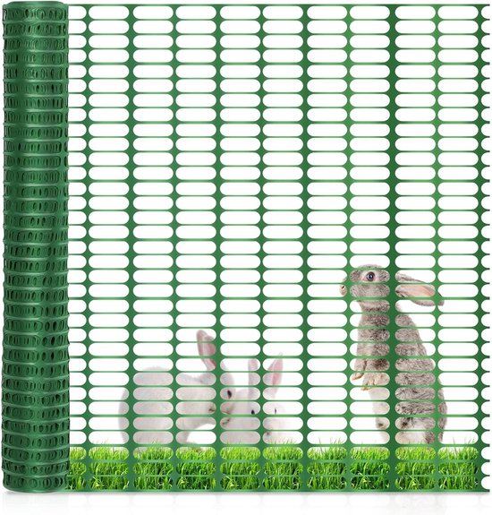 Beschermnet, kunststof net, 2 stuks, waarschuwingsnet, bouwplaatsnet, omheiningsnet, opvanghek, wildhek, opvangnet, rol, groen, 1 m x 50 m