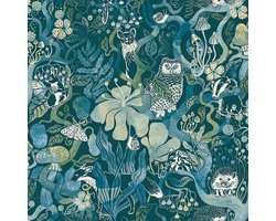 Boråstapeter Vliesbehang 8149 - Fairyland - Botanisch Turquoise - 53cm x 10.05m