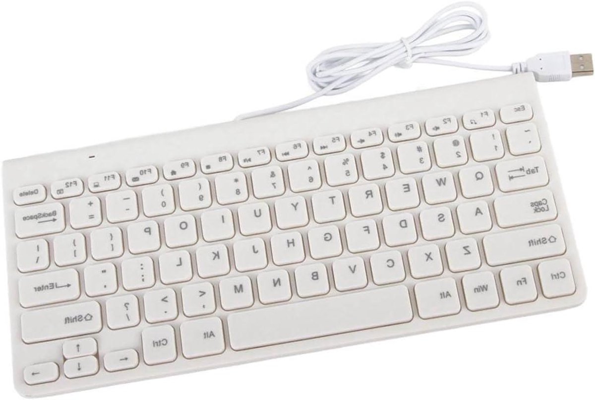 Yunir Draagbare Ultradunne Mini USB Bedrade Toetsenbord Muis Set Multimedia Gaming Kantoor Toetsenbord Mute Kantoor Muizen voor Desktop Computer Laptop, Wit