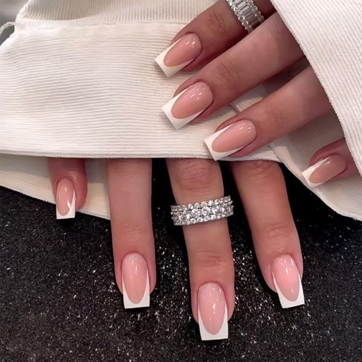 GlamRays 24-delige Franse Kunstnagels - Korte Nagels met Franse Punt voor Persoonlijk Gebruik