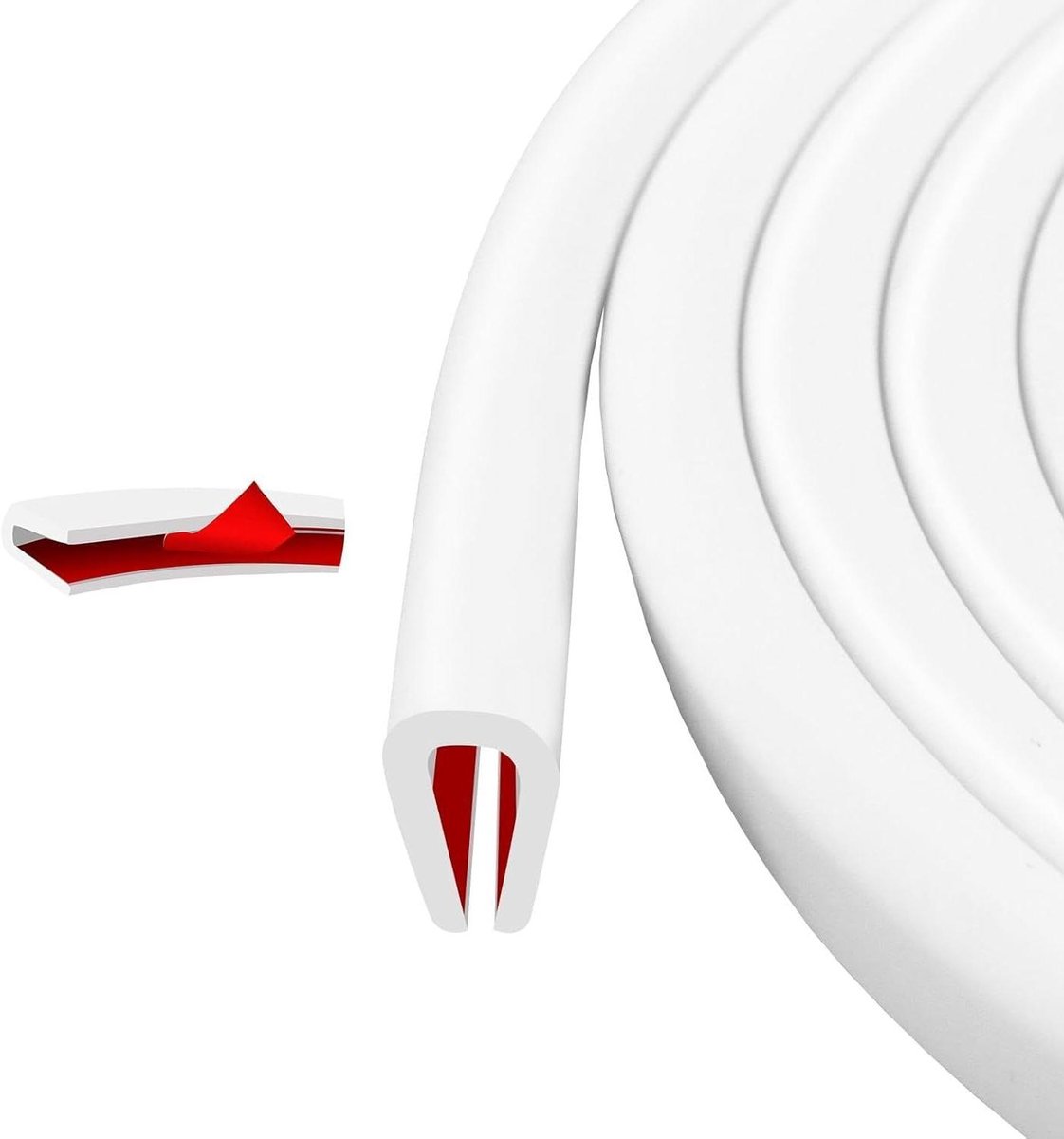 Rubberen Randbescherming - U-profiel Afdichting - Randafwerking - Zelfklevend - 6 Meter - Wit