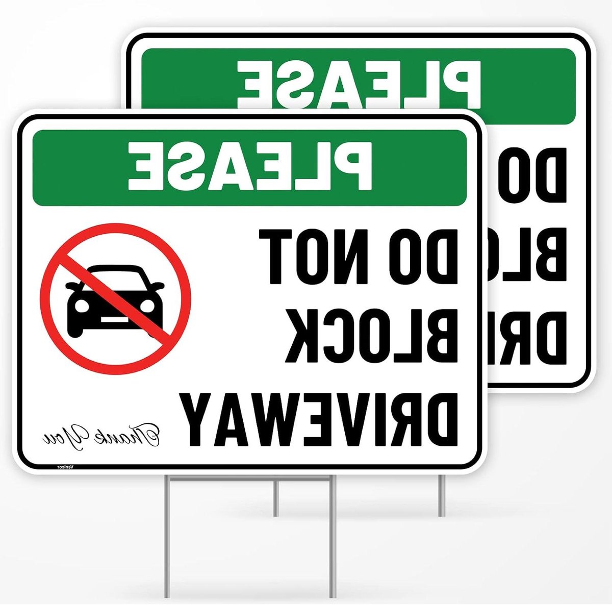 Oprit Bord - Niet Blokkeren Bord - Oprit Vrijhouden - Dubbelzijdig Ontwerp - 17 x 13 inch - Groen