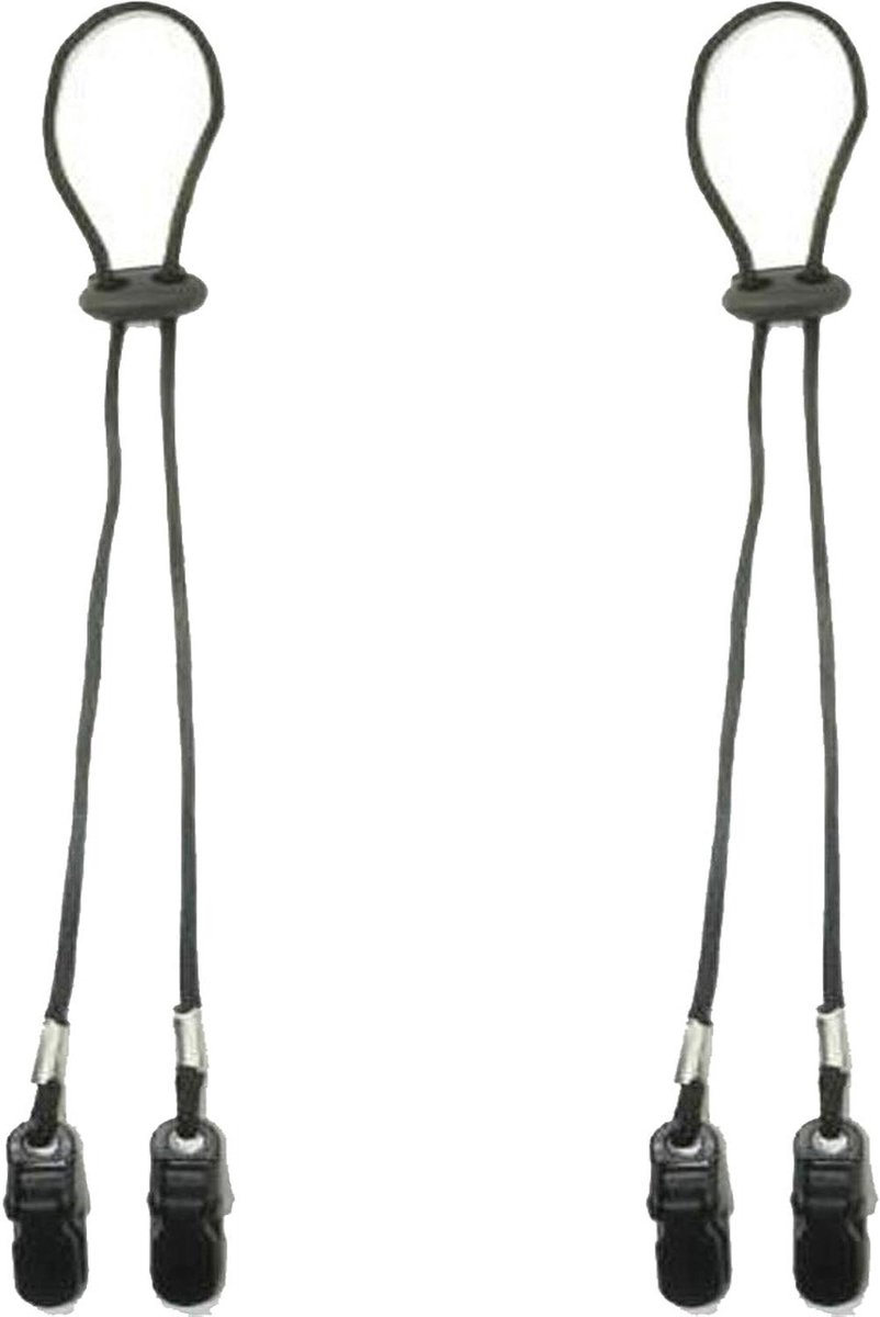 Pet Houder - Hoed Riem - Buiten Activiteiten - Verstelbare Clips - 2 stuks - Zwart