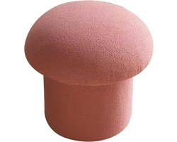 Mushroom Shaped Footrest Stool, Sofa Bench, Simple Elastic Comfortable Soft Round Pine Wooden Foot Stool, Mushroom Stool for Home Decoration (Pink)