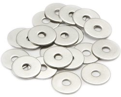 M6 ringen, M6 x 18mm metalen platte penny ringen dikte 1,5 mm - A2 304 roestvrijstalen ringen (20 pack), AMLOOPH grote OD effen brede metalen ringen, ronde platte afstandhouder reparatiesysteem voor schroeven bouten