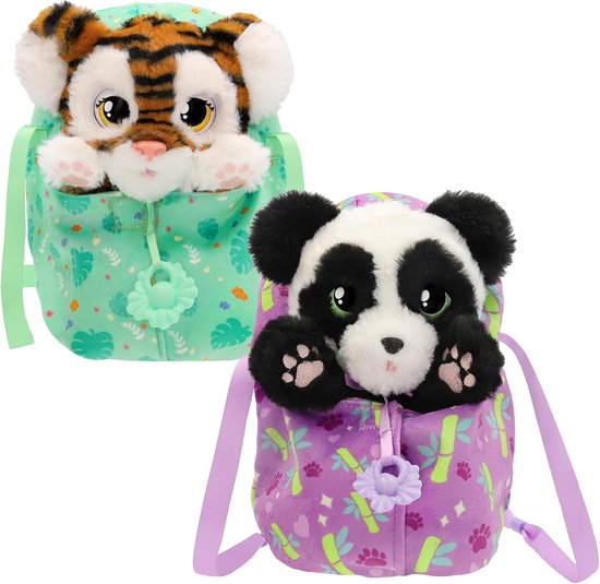 Pluche Panda - Knuffel Dier - Spelen en Knuffelen - Interactieve Oogjes - 24 cm - Paars — afbeelding 5