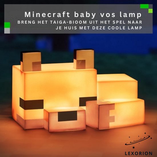 Lexorion Minecraft Vos Lamp 16 cm - LED Nachtlampje - 3D Figuur - Kinderkamer & Slaapkamer - Inclusief Batterijen - Oranje Gaming Decoratie van Merkloos — afbeelding 5