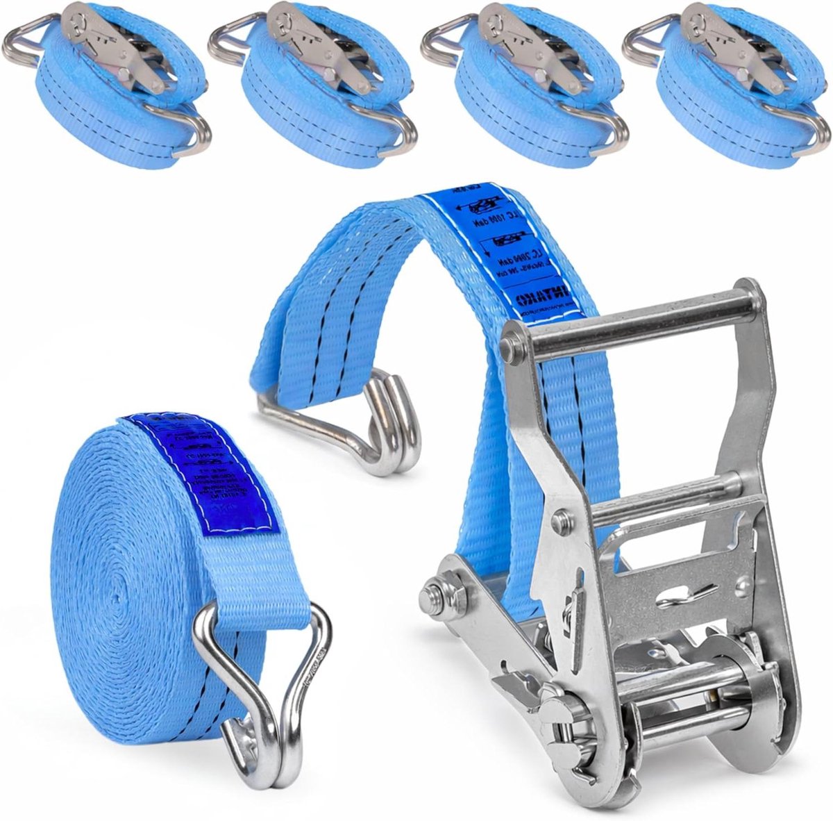 Spanbanden met Ratel - Ladingzekering Set - Vracht Vervoeren - 2-delig Systeem - 4 Meter - Blauw