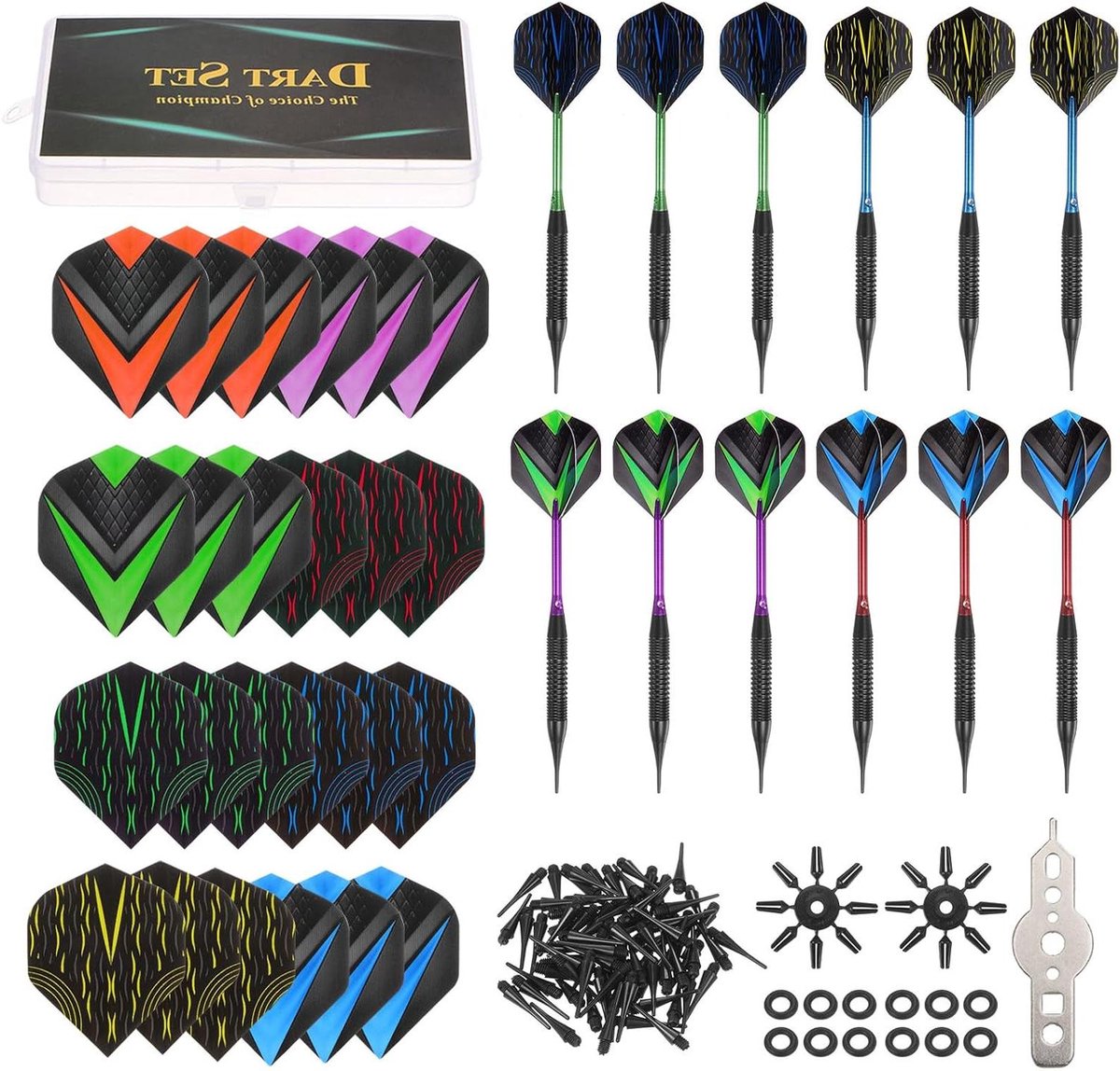 Soft Tip Dartset - Dartpijlen Set - Elektronisch Dartbord Spelen - Inclusief 100 Extra Punten - 18 gram - Zwart