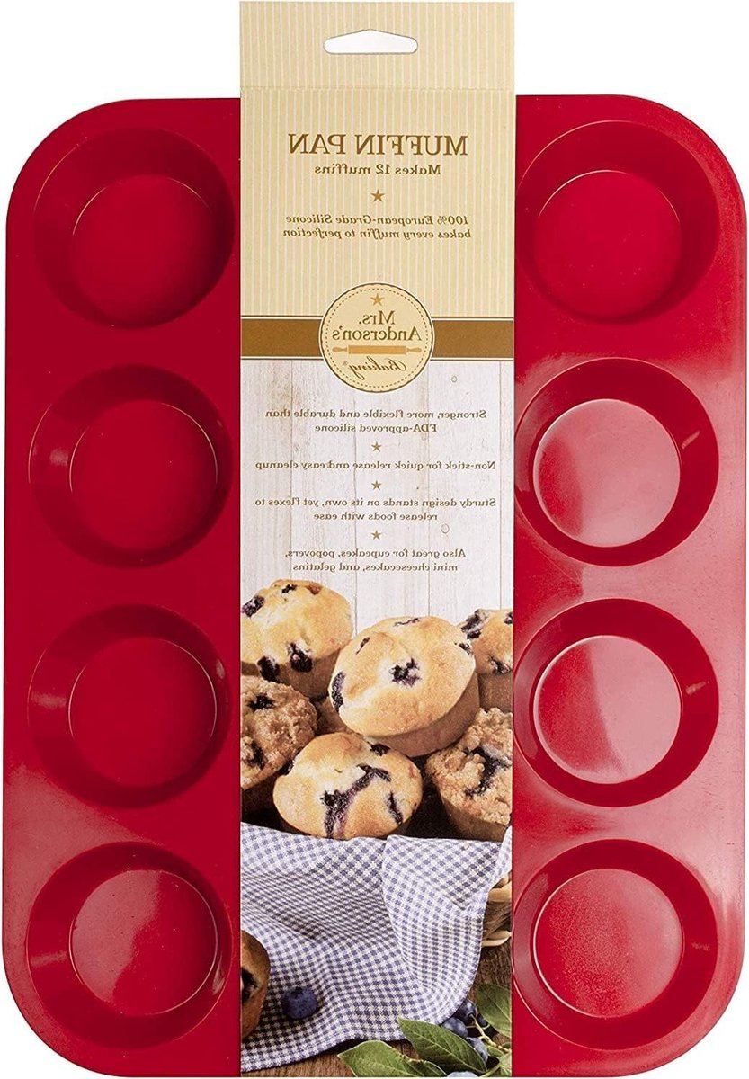 Siliconen Muffinvorm - Bakvorm Muffin Cupcake - Bakken Muffin Cupcake - Europese Kwaliteit Siliconen - 12 Kopjes - Rood