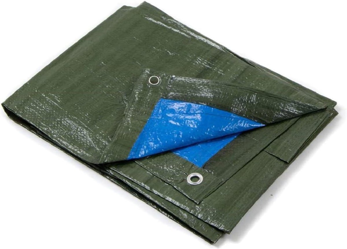 Afdekzeil met Oogjes - Beschermhoes Tarp - Materiaal Beschermen - Versterkte Zomen - 4x4 Meter - Groen/Blauw