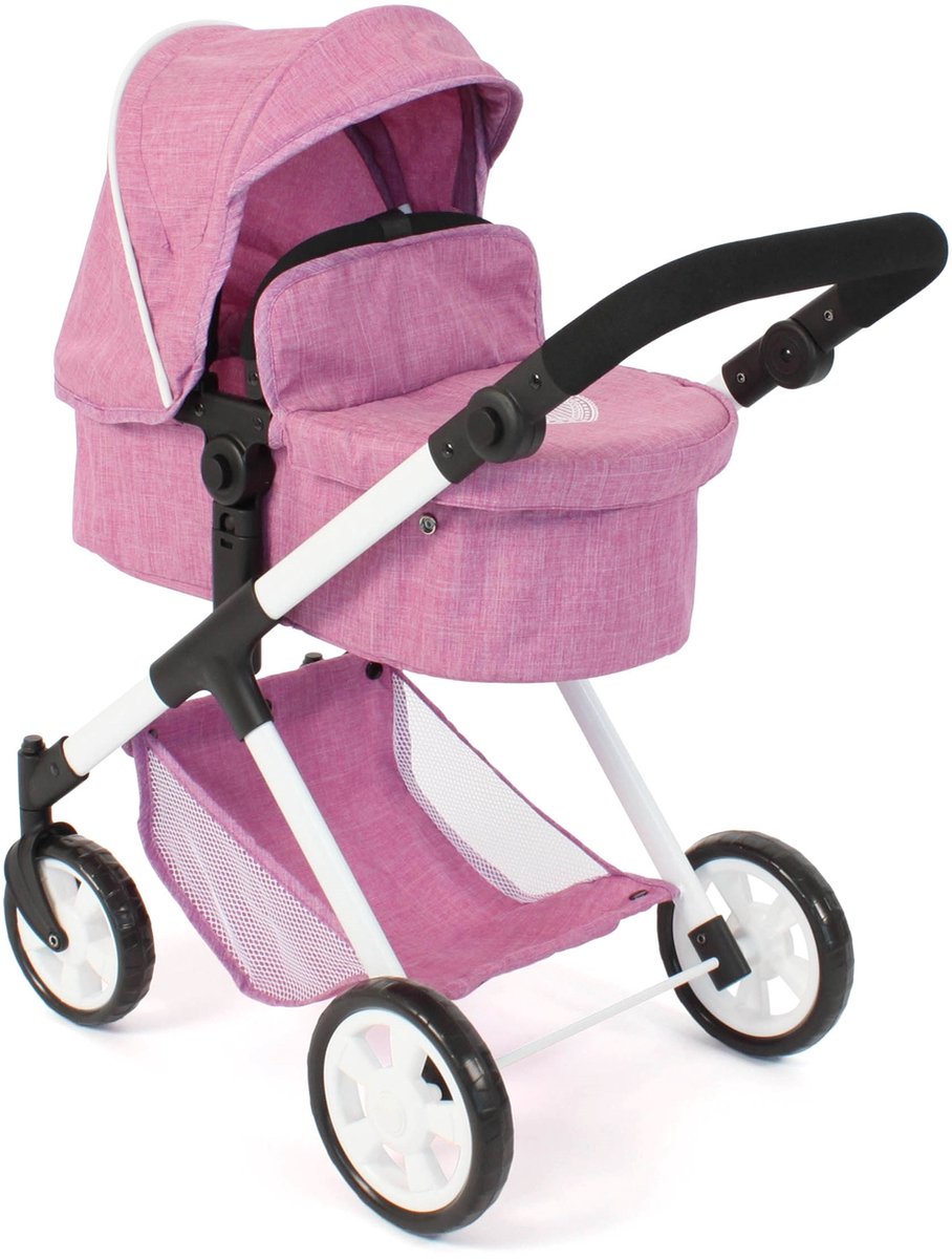 Kombi Puppenwagen Mila, Jeans pink