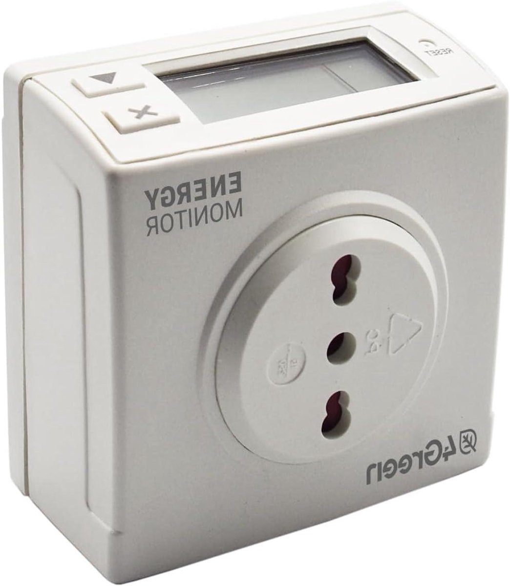 VEMER 4GREEN VE798600 ENERGY MONITOR - Stroommeter met stekker, stroommeter met Italiaans stopcontact, ideaal voor de bewaking van het verbruik van huishoudelijke apparaten, wit