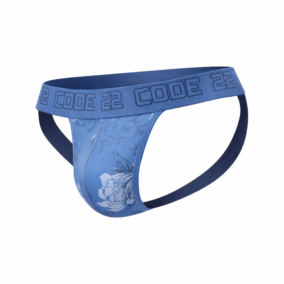 CODE 22 Bouquet Jockstrap Blue - MAAT XL - Heren Ondergoed - Jockstrap voor Man - Mannen Jock